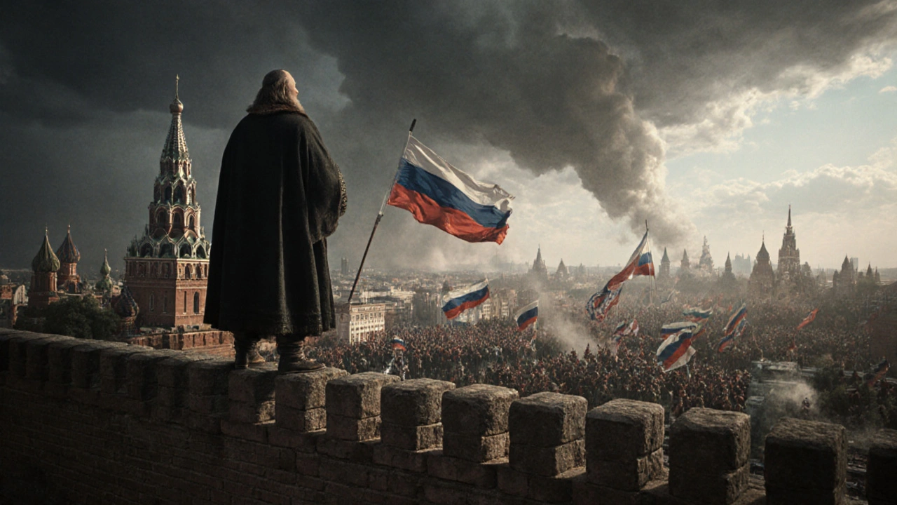 Иван III на Кремлевской стене, последние татарские послы уезжают, Москва становится центром единой Руси.