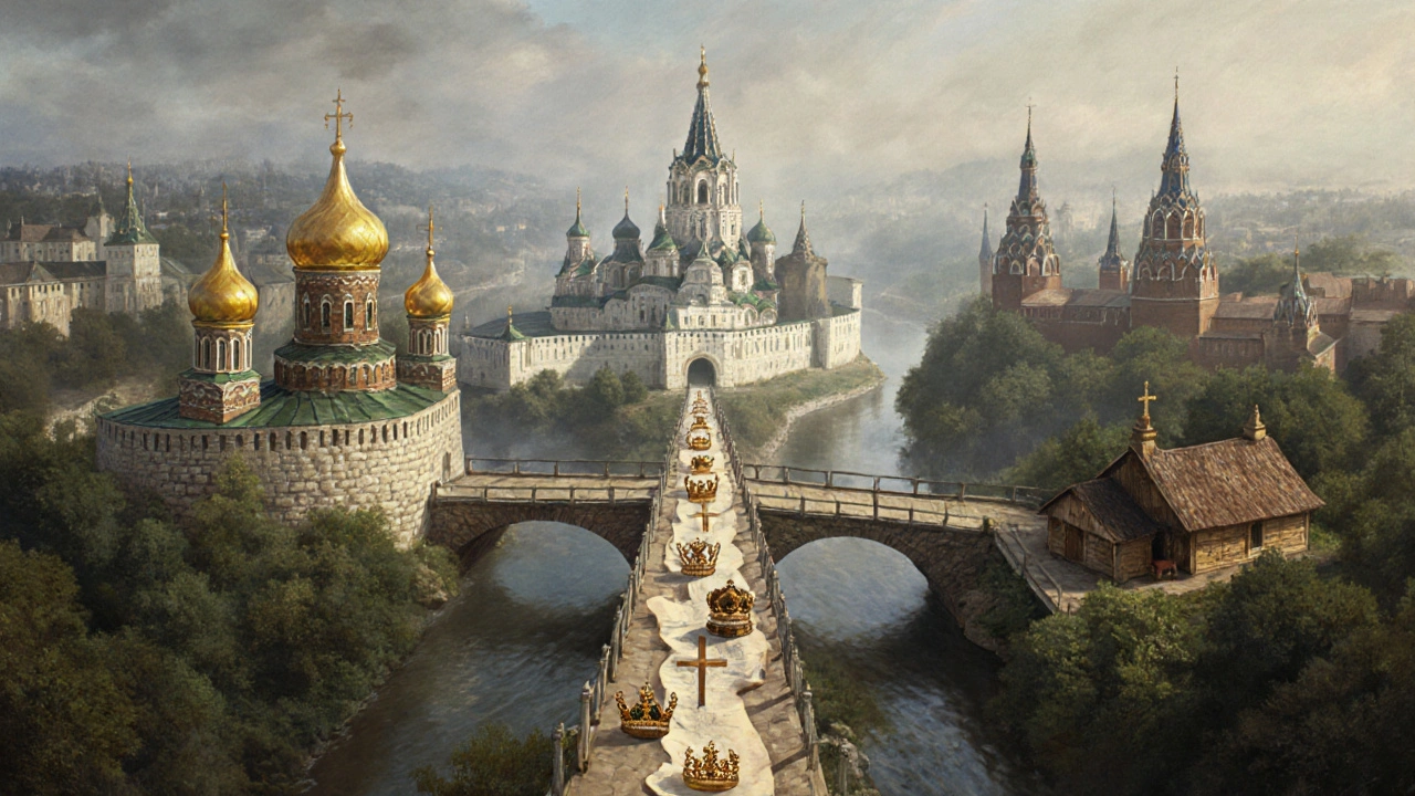 Символический мост от Киева к Москве через Владимир — передача власти и наследия через века.