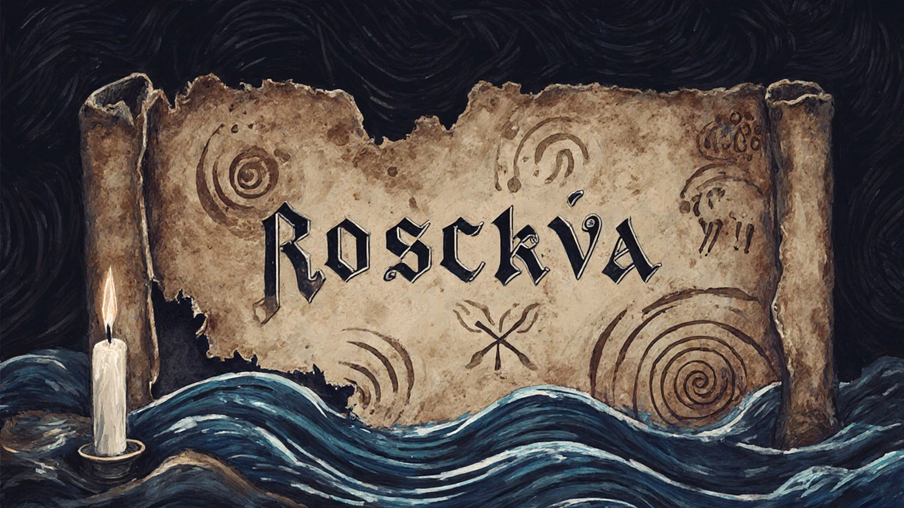 Старинная рукопись с древнеславянским написанием слова &#039;Москва&#039; и таинственными символами.